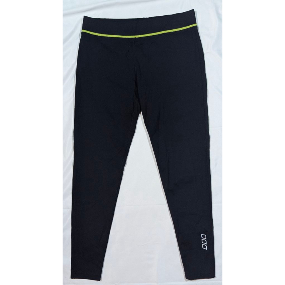 Lorna Jane Black Athletic Leggings Neon Trim Drawstring M